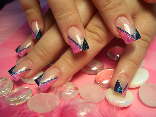 Nails Designs Pink And Silver The two sides of the nail