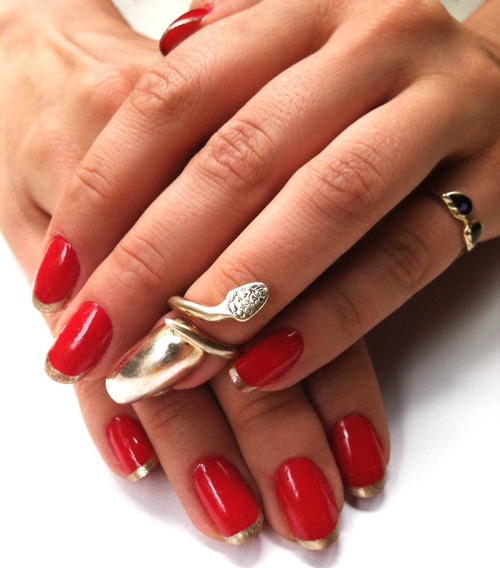 Red and Gold Nail Art Design: