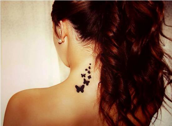 Small Butterfly Tattoo on Neck - wide 1