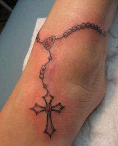 Lovely Cross Ankle Tattoo