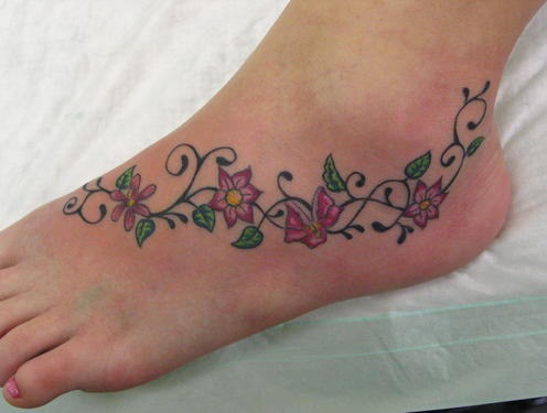 Beautiful Vine Tattoos For Anklets