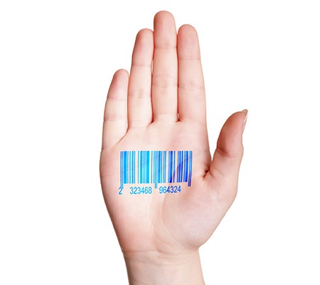 Tricky Barcode Tattoo on Palm of Hand
