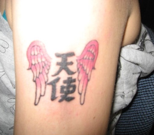 Chinese Angel Tattoo on Upper Hand