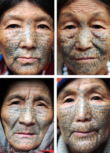 Chinese Tribal Tattoo on Face