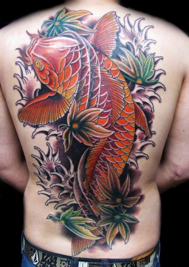 Chinese Koi Fish Tattoo Designs on Back
