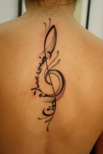 Designer Arabic Script Tattoo On Back