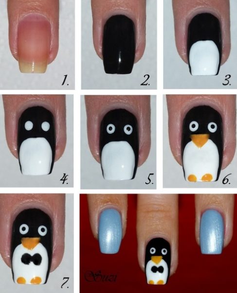 Easy to Create Penguin Nails