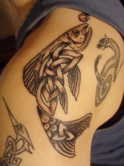 Fish or Salmon Celtic Tattoo Designs On Arm
