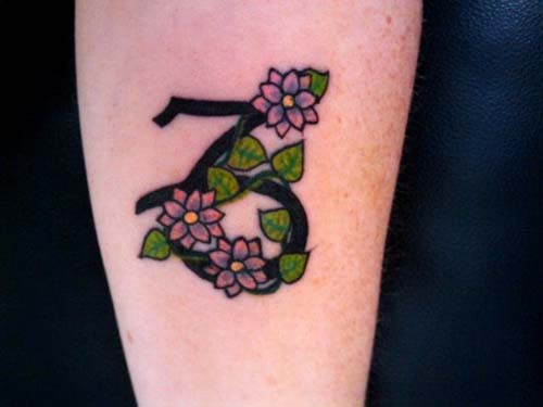 Capricorn Flower Tattoo Designs