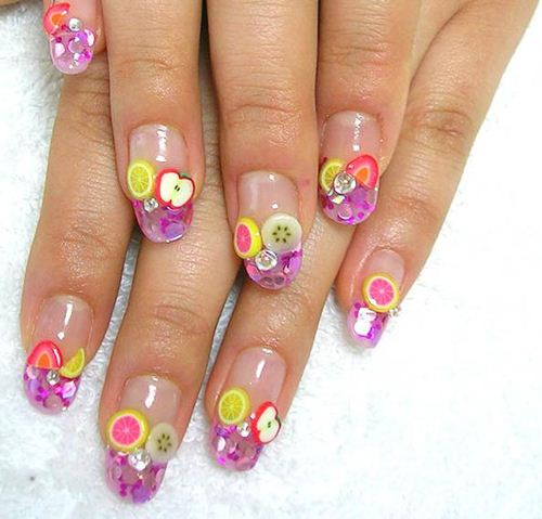 Fruity Fimo French Tips Nail Design