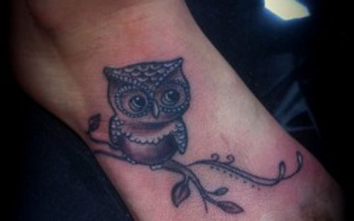 Cool Owl Tattoo for Girls Feet