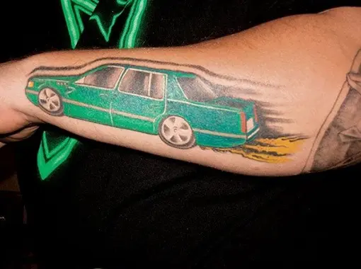 Burning car tattoo by Hand Job Tattoo  Tattoogridnet