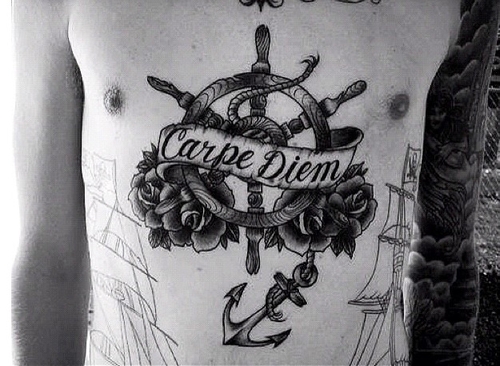 Magnificent and Masculine Carpe Diem Tattoo Design