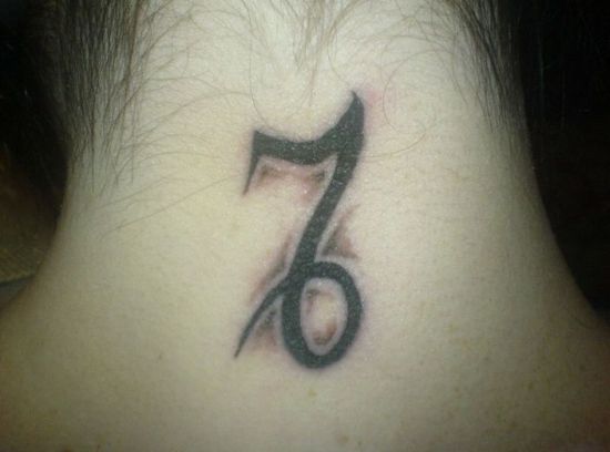 Capricorn Symbolic Tattoo On Neck