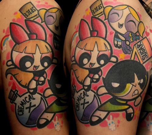 Power puff Girls Sleeve Cartoon Tattoo