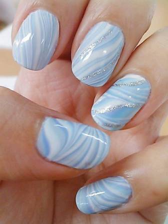 Water Marbled Nail Design