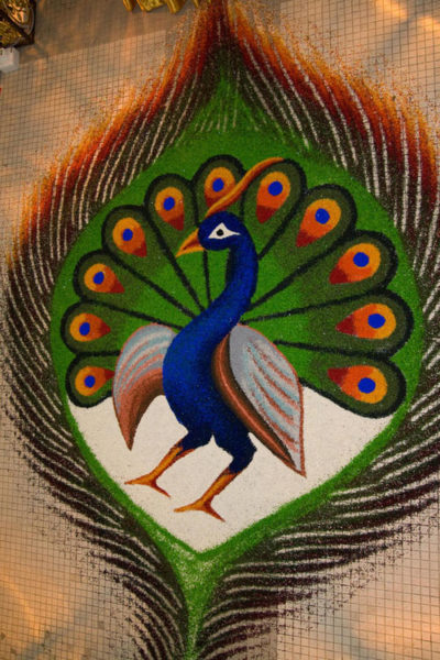 Peacock Rangoli with Theme