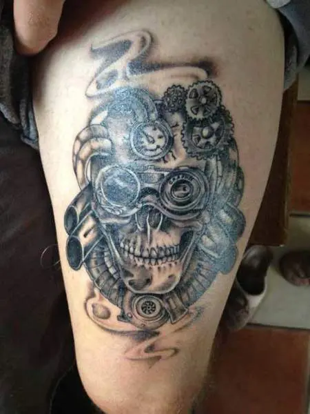 Mechanical Skull tattoo by Jurgis Mikalauskas  Post 21568