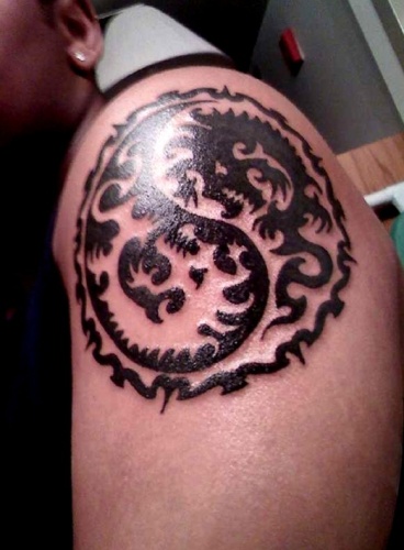 Yin Yang Dragon Tattoo Design
