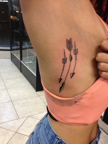 Three Arrows Tattoo Designs for Girls Ribs