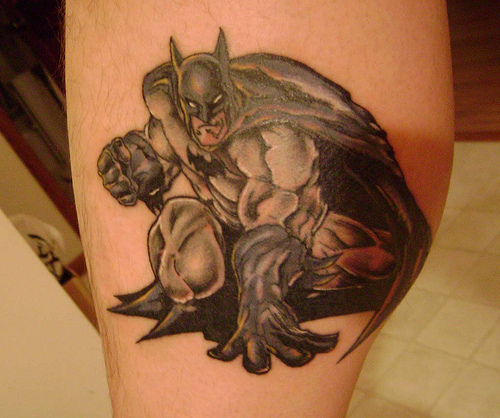 Batman Lower Leg Tattoo for Men