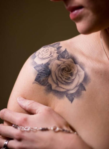 Beautiful Roses Tattoo on Front Shoulder