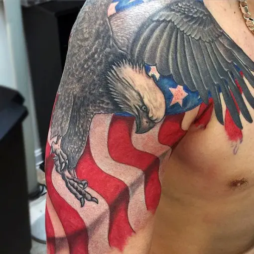 Eagle and American Flag Tattoo by Terry Ribera  Remington Tattoo Parlor