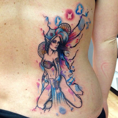 Hot Fairy Tattoo on Side Back