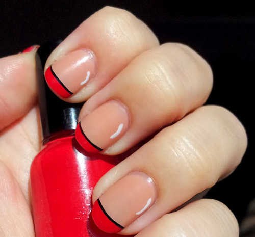 Black and Red French Tip Nail Art Designs