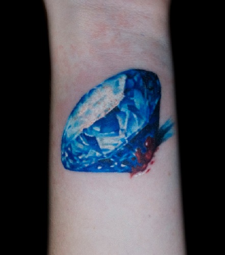Blue Diamond Tattoo 3D On Wrist