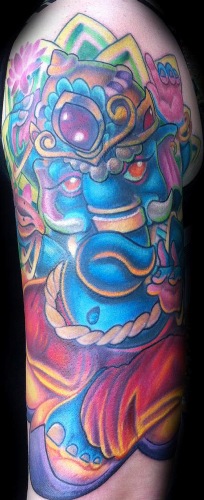 Blue Ganesha Full Sleeve Tattoo
