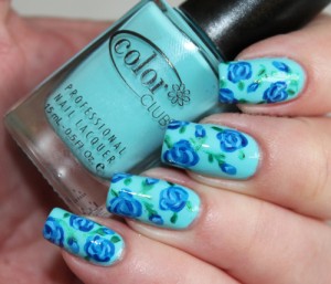 Blue Rose Nail Art