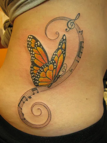 Musical Note Butterfly Tattoo
