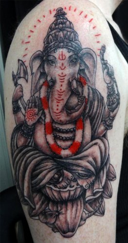 Ganesh 1/2 sleeve with mandala by Champion Grubbs: TattooNOW