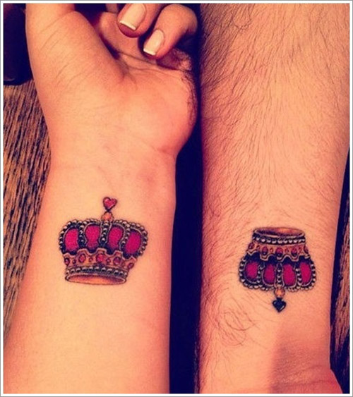 Couple Crown Tattoos On Hands