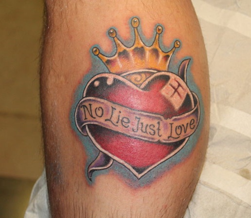 Crown Tattoo With Quote And Heart