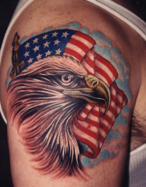 American Flag Eagle Tattoo Designs on Arm