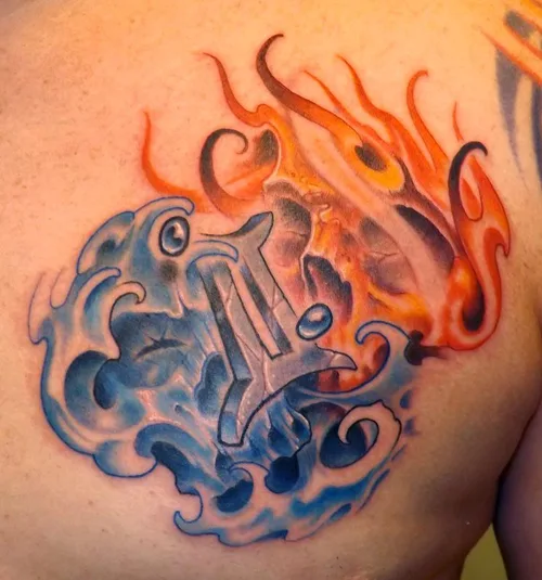 Yin Yang Fire and Water Tattoo Idea