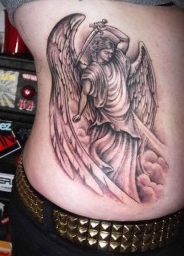 Greek Angel Tattoo On Side