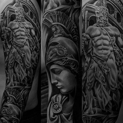 Realism Greek Shoulder Tattoos