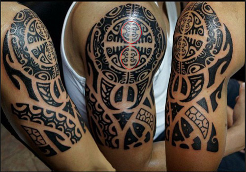 Human Symbol Half Sleeve Maori Tattoo