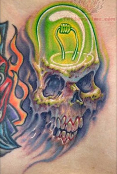 Tattoo of Light Bulb Skull