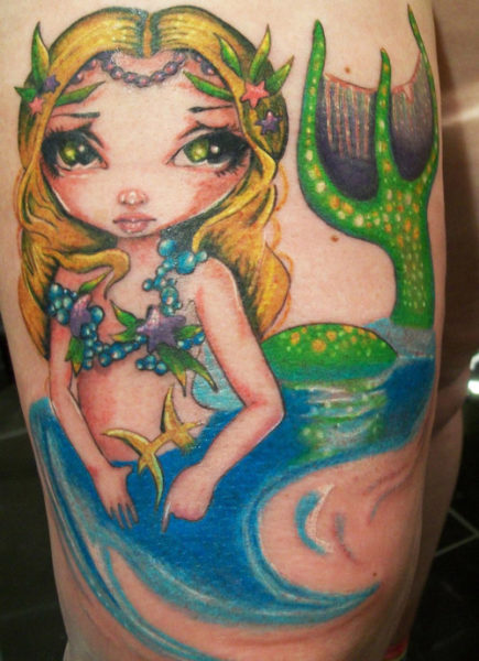 Little Mermaid Fairy Tattoo for Leg