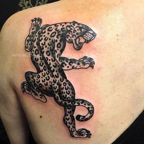 Amazing Black Leopard Tattoo Idea