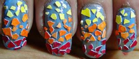 Mosaic Ombre Nails With Egg Shells
