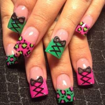 Nail Deco Bows and Corset French Tips