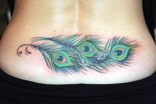 Peacock Feather Tattoo for Girls Lower Back