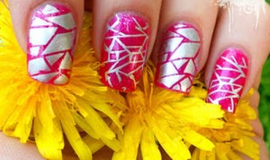 Pink And Silver Nail Art