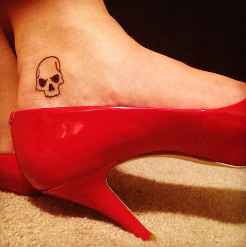 Small Angry Skull Tattoo on Ankle