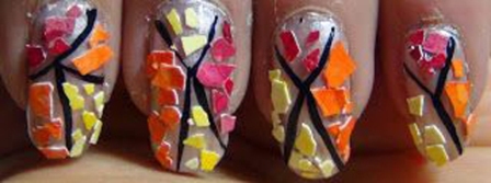 Stained Glass Nails With Egg Shells